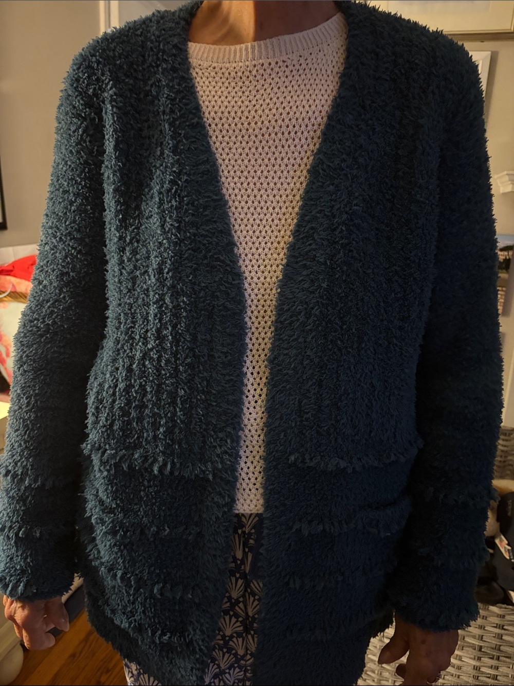 Barefoot Dreams Deep Teal Plush Open-Front Cardigan